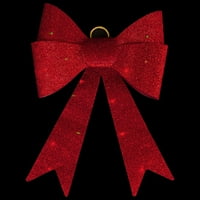 23 LED osvijetljeni crveni šljokičasti luk Božićna dekoracija sa svjetlima za promjenu boje