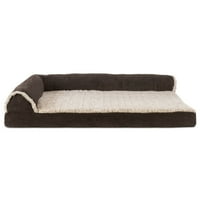 Furhaven PET proizvodi dva tona FAU FUR ​​& SUEDE DELUXE L-CHAIZE memorije Top Sofa-stil kućnog boravka