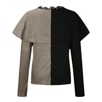 qucoqpe ženske Cross Colorblock majice Moda čipkasti V-izrez Dugi rukav jesen zima topli džemper Tops