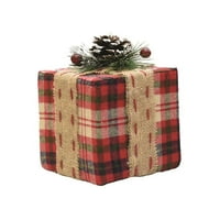 5 kvadrat crveno smeđe i zelene karirani poklon Bo sa Bor luk Tabela Top Božić ukras