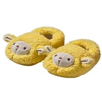 TENMI dječja odjeća otporna na zimsku cipelu s ravnim toplinim slajdovima ugodan flaufjski papuč žuti medvjed 9c