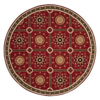 Laka njega Marcus cvjetni geometrijski prostirki, crveni prirodni, 6 '6' krug