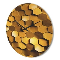 Designart 'Zid Sa Teksturom Zlatnog Saća' Moderni Drveni Zidni Sat