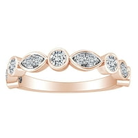 Karatni okrugli bijeli prirodni dijamant Marquise stil vjenčani prsten u 14k prstenu od punog ružičastog