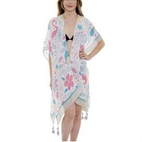 Ženska odjeća za plažu Cover Up Flamingo cvjetni uzorak Print višebojni dizajn kratki rukavi resice Kimono