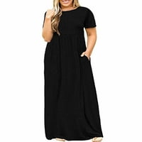 Haljine za žene ljetni elegantni kratki rukav okrugli izrez ženski a-Line štampani Temperament Datum crna