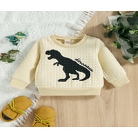 GENUISKIDS novorođenče novorođenčad dugim pulover na vrhu dugih rukava dinosaur vafle pamučni sakupljač