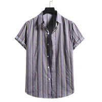 Mali muške košulje Muška modna pamučna posteljina Stripe s kratkim rukavima bluza s majicom