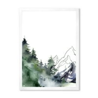 Drveće dizajne sa zimskim tamno plavim planinskim pejzažnim pejzaž III 'Modern Framred Art Print