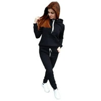Ženske Pantalone Blacklessolid Setovi Boja Zipper Wear Lounge Wear Suit Sportski Set Tops+Pantalone Pantalone