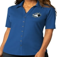 Ženski ruši kuglanje za kuglanje na dugutu niz majicu, 2xl True Blue