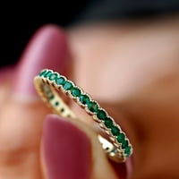 CT Emerald Eternity prsten sa Beaded Bezel detalji za žene, 14k žuto zlato, US 11.50
