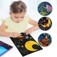 Scratch Art Set za djecu, Rainbow Magic Scratch papir za djecu Black Scratch Art Crafts sa crtežima šablona