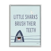 Stupell Industries Quirky Little Sharks četkica za zube tekst Nautički dizajn, 20, dizajn Kyra Brown