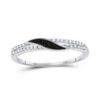 10kt bijelo zlato Žene okrugle crne boje Poboljšani dijamantski band prsten CTTW