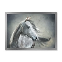 PROIZVODNJAČA 'Crno-bijeli portret divljeg konj' seoske kuće uokvirene umjetnosti