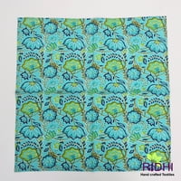 Cerulean i Indigo plavi, Kruško zeleni Indijski ručni blok cvjetne štampane salvete od čistog pamučnog