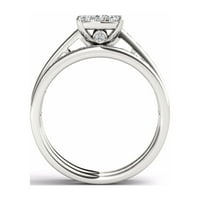 Carat TW Diamond 10kt Set vjenčanog prstena u obliku jastuka od bijelog zlata u obliku jastuka