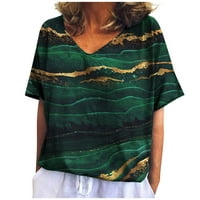 Ženski bluze Grafički otisci kratkih rukava Ležerne prilike za žene V-izrez Tee Green M