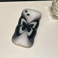 Leptir Telefon za telefon za iPhone Pro, slatka Koreja čist crni gradijent 3D pokrov telefona sa leptir