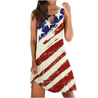 4. jula Ljetne haljine za žene Američka zastava tiskana Nezavisnost Dan Ležerne posade bez rukava bez