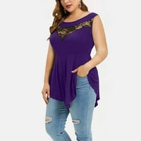 Tank Tops for Women under $ Plus Size Women Solid Floral Lace Roundn vrat Asymmetric Sleeveless Tops bluza