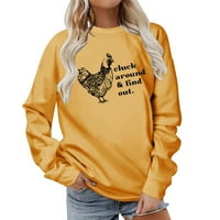 Hanzidakd ženske košulje jesen i zima Dugi rukav okrugli izrez pamuk Plus Size modni košulji Žuti M