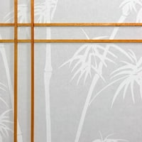 Orijentalni namještaj FT visok dvostruki križni bambusov drveni shoji ekran, bambusovi motiv, boja meda,