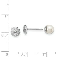 Primalno srebrne srebrne srebrne rodijumske mojnice biserne perle i kubične cirkonije reverzibilne post