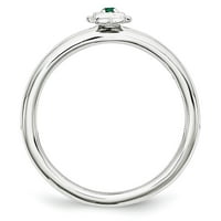 Stackable Expressions Sterling Silver Lab stvorio smaragd Rodijum-plated Girl Ring
