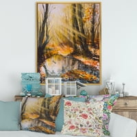 PROIZVODNJA 'Svijetlo sunčano svjetlo kroz smeđa šumska stabla' Jezero Uokvirena platna zidna umjetnost