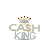 10kt žuto zlato Muška Round Ruby Diamond Cash King Charm privjesak 3-Cttw