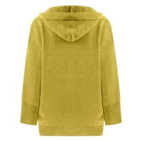 Tanki džemperi za žene Jeseni solid u boji topla jednokrevetni džepni pleteni kapuljač gornji žuti ženski