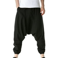 traperice za muškarce muške Ležerne ljetne labave vezice za jogu sa srednjim strukom Harem hlače s džepovima