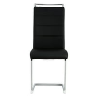 Miniyam trpezarijske stolice Set od 2, PU kožne trpezarijske stolice sa metalnim nogama, Crne