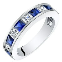 CT Princess rez stvorio plavi safir na pola vječne prsten u srebru sterlinga