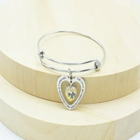 Inspirativno Heart Outline Proširivu Žicu Bangle Sa Precizno Rez Kristal Po Pink Box