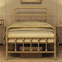 Alden dizajn metalna platforma dvostruki XL krevet sa visokim uzglavljem, antikno zlato