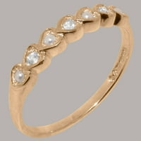 Britanci napravio 9k ružični zlatni prsten s prirodnim dijamantskim i kultiviranim biserima ženskim prstenom