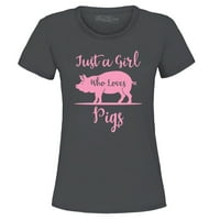 Shop4Ever žena samo djevojka koja voli svinje grafički T-Shirt mali ugalj