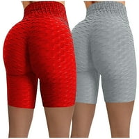 Ženske pantalone za jogu 2pcwomens visoke rastezljive biciklističke kratke hlače za trčanje naborane pantalone