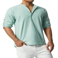 Muška povremena posteljina pamučna majica dugih rukava sa dugmetu ovratnika za savetne bluze proljeće