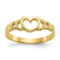 Primalni zlatni karatski žuto zlato visoko polirani čvrsti srčani dječji prsten