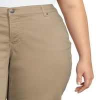 Alivia Ford ženske plus veličine Saten Tummy Control Capri hlače