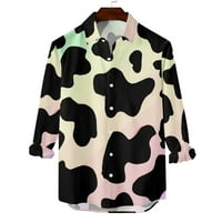 Muški casual dugačak bluza s dugim rukavima Lapl krava za štampu niz majice plus veličine labavih vrhova