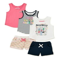 Djeca iz Garanimals djevojke dugine majice i francuski frotir, 5-dijelni komplet odjeće, veličine 4-10
