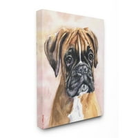 Stupell Industries slatki bokser pas kućni ljubimac životinja akvarelna slika na platnu zidna Umjetnost