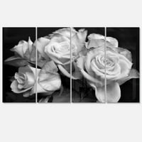 Designart' gomila ruža crno-bijelih ' metalna zidna Umjetnost