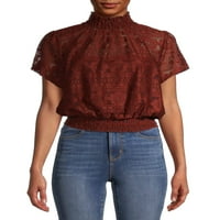 No Boundaries ' Mock Neck Lace Top