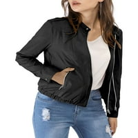 Jedinstvena ponuda ženski Casual Zip Up Dugi rukav lagana Moto jakna